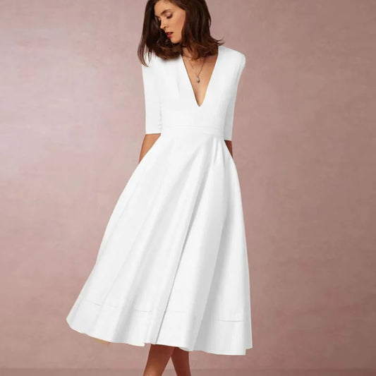 Vintage Inspired Midi Swing Dress for Women - Casual Cotton Summer Dress in Various Colours