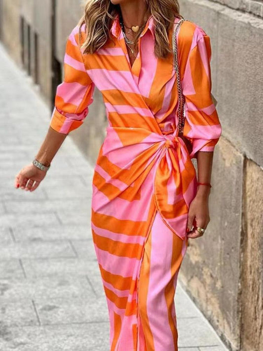 Wrap Maxi Dress Summer™ | Women's Striped Maxi Dress | Lightweight, Flowy Fabric, Perfect for Warm Weather