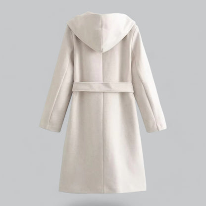 Hooded Long Trench Coat with Belt | Women's Stylish Outerwear | Water-Resistant Fabric, Adjustable Waist, and Warm Lining
