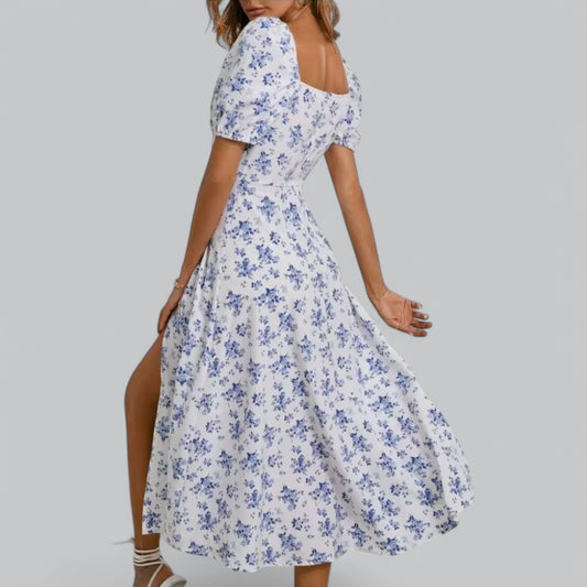 Women's Floral Midi Dress | Short Sleeve, Lightweight Fabric, Perfect for Summer Wear