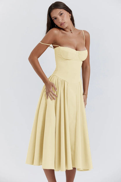 ChicAura™ | Women's Sleeveless Midi Dress | Corset Fit, Flattering Silhouette & Lightweight Fabric
