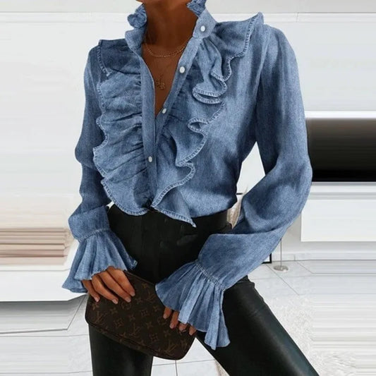 Blouse Elara™ | Women's Ruched Long Sleeve Blouse | Lightweight Fabric, Relaxed Fit & Stylish Design