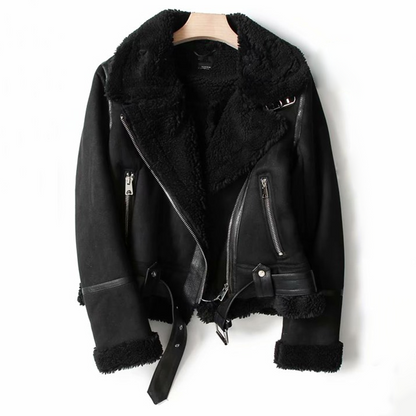 Moto Luxe™ | Women's Leather Moto Jacket | Genuine Leather, Asymmetrical Zipper, Slim Fit Design