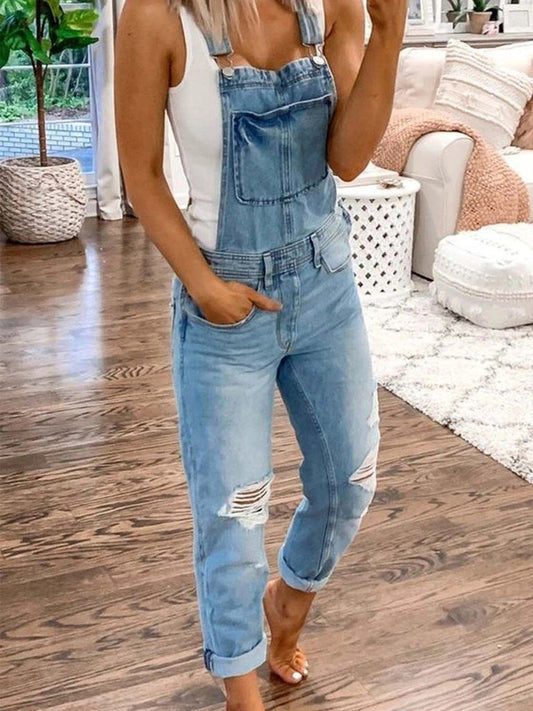 Urban Chic™ | Women's Denim Jumpsuit | Lightweight Fabric, Adjustable Straps & Relaxed Fit