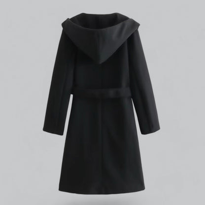 Hooded Long Trench Coat with Belt | Women's Stylish Outerwear | Water-Resistant Fabric, Adjustable Waist, and Warm Lining