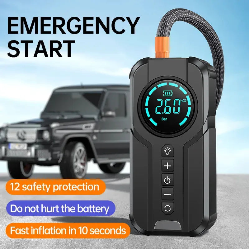 Portable Jump Starter with Air Compressor - Battery Pack to Jump Start a Car Power Bank