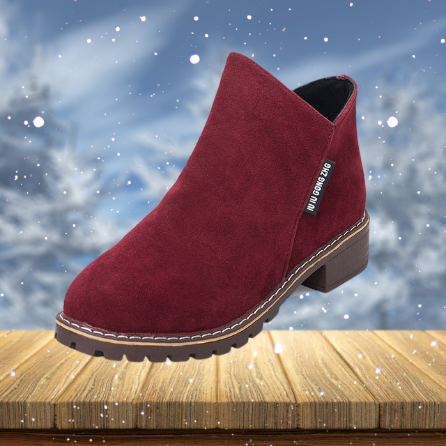 Ladies' Suede Ankle Boots with Zip Closure - Stylish Footwear for Women, Comfortable and Versatile, Available in Various Sizes