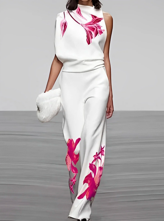 Floral Essence™ | Women's Floral Turtleneck Top & Wide Leg Pants Set | Soft Fabric, Trendy Design, Comfortable Fit