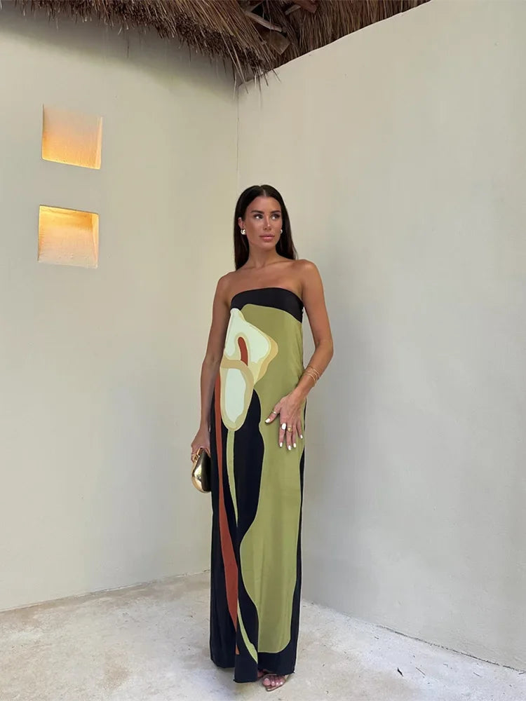 Maxi Belle™ | Abstract Strapless Maxi Dress | Lightweight Fabric, Flowy Design & Comfortable Fit