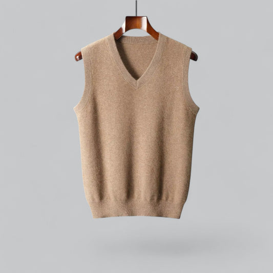 Classic Cashmere V-Neck Sweater Vest | Knitted Pullover for Men | Soft, Lightweight, and Warm Layering Option
