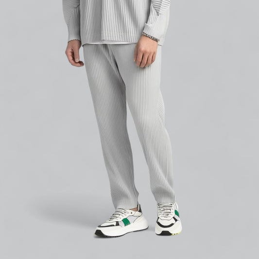 Premium Relaxed Ribbed Pleated Baggy Stretch Pants | Comfortable Fit, Soft Fabric, Versatile Style for Everyday Wear