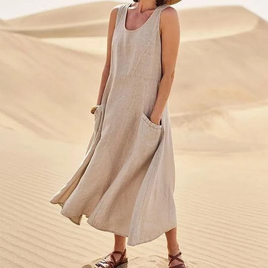 Linen Belle™ | Women's Sleeveless Dress | Lightweight Linen, Breathable Fabric & Relaxed Fit