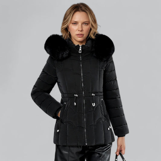 Padded Faux Fur Trim Parka Puffer Down Coat | Warm, Insulated, Water-Resistant Winter Jacket