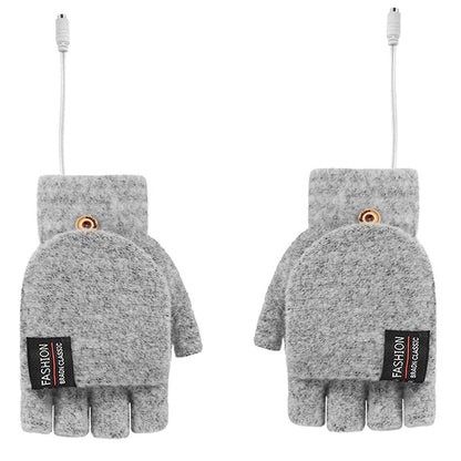 USB Electric Heating Half-Finger Gloves gray