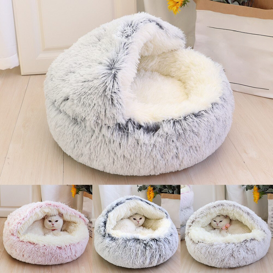 2-in-1 Cozy Cat Cave and Donut Bed - Ultimate Warmth and Comfort for Your Feline Friend