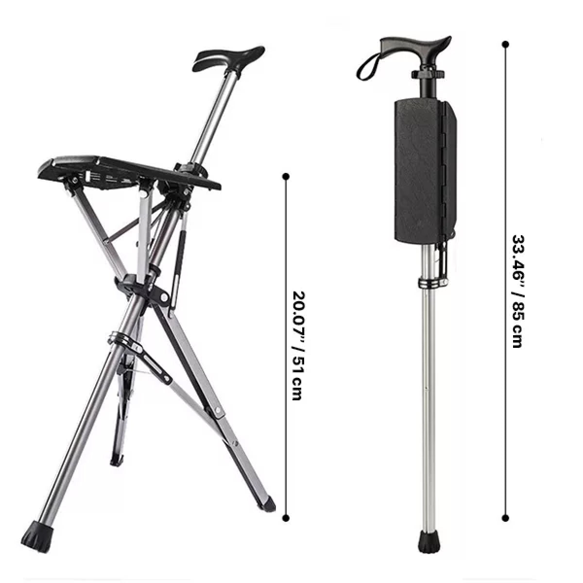 Walking Cane with Foldable Seat – Multi-Function Folding Stick Chair for Comfortable Support and Rest