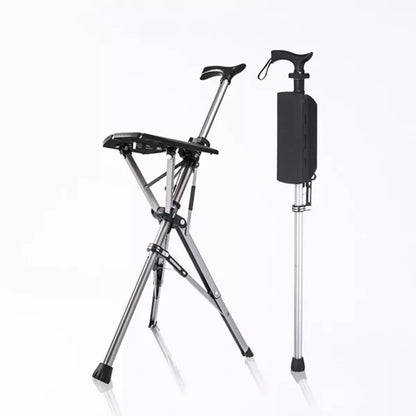 Walking Cane with Foldable Seat – Multi-Function Folding Stick Chair for Comfortable Support and Rest