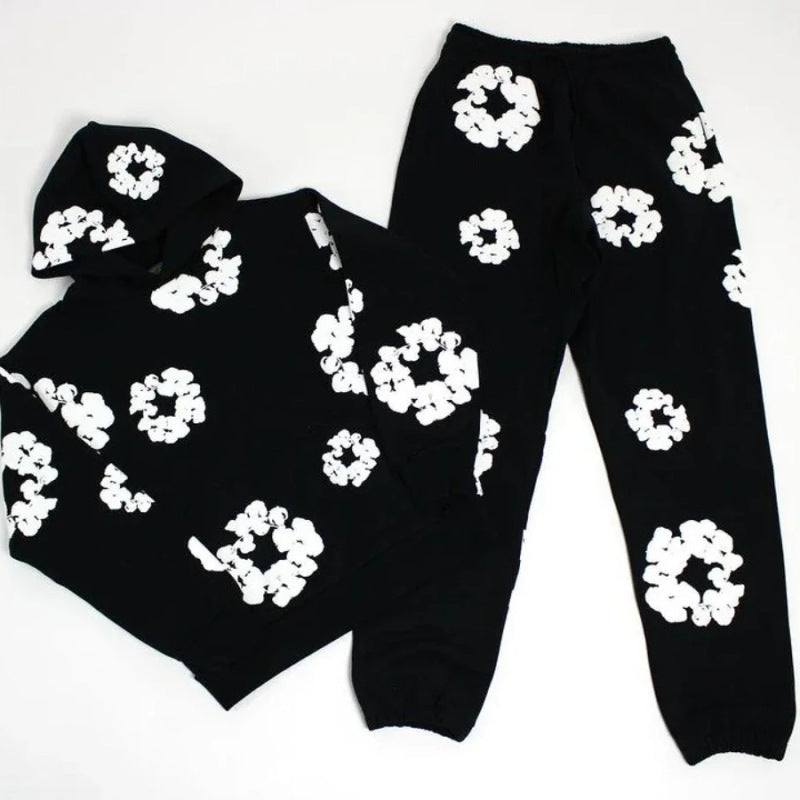 Unisex Tracksuit Set, Denim Material, Casual Sportswear, Comfortable Fit, Activewear for Everyday Use