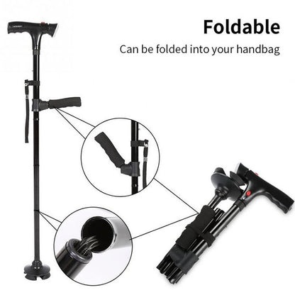 Collapsible Walking Stick - Portable Old Age Walking Aid with Adjustable Height & Ergonomic Grip