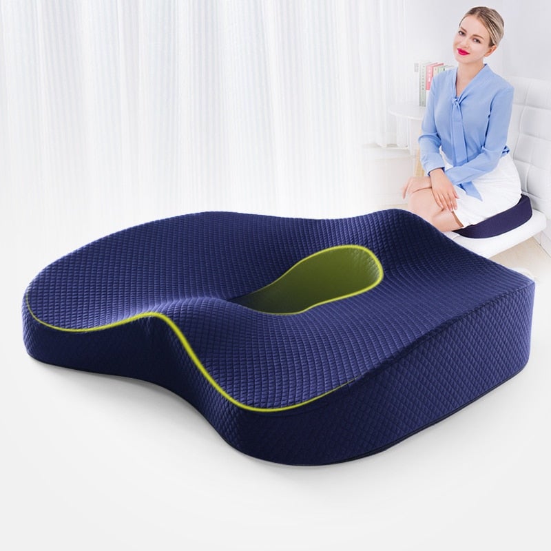 Orthopedic Memory Foam Seat Cushion – Back & Lumbar Support for Office Chairs