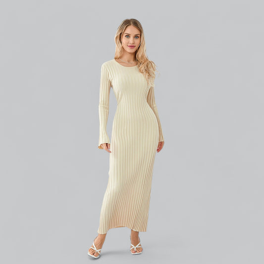 Lace-Up Long Sleeve Maxi Dress | Classy Design, Comfortable Fit, Perfect for Formal Events