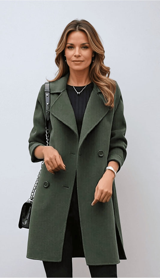 Averleigh | Womens Wool Blend Double Breasted Coat – 3/4 Length Formal Winter Overcoat