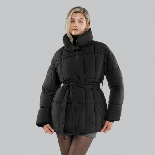 Women's Waterproof Belted Puffer Down Jacket | Insulated, Lightweight, Stylish Outerwear for Cold Weather