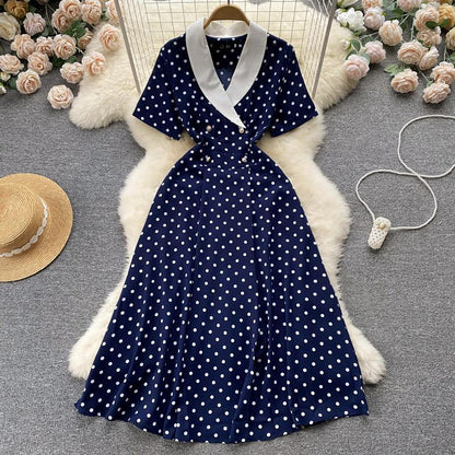 Polka Dot Charm™ | Women's Casual Dress | Lightly Mature, Contrasting Colors, Comfortable Fit