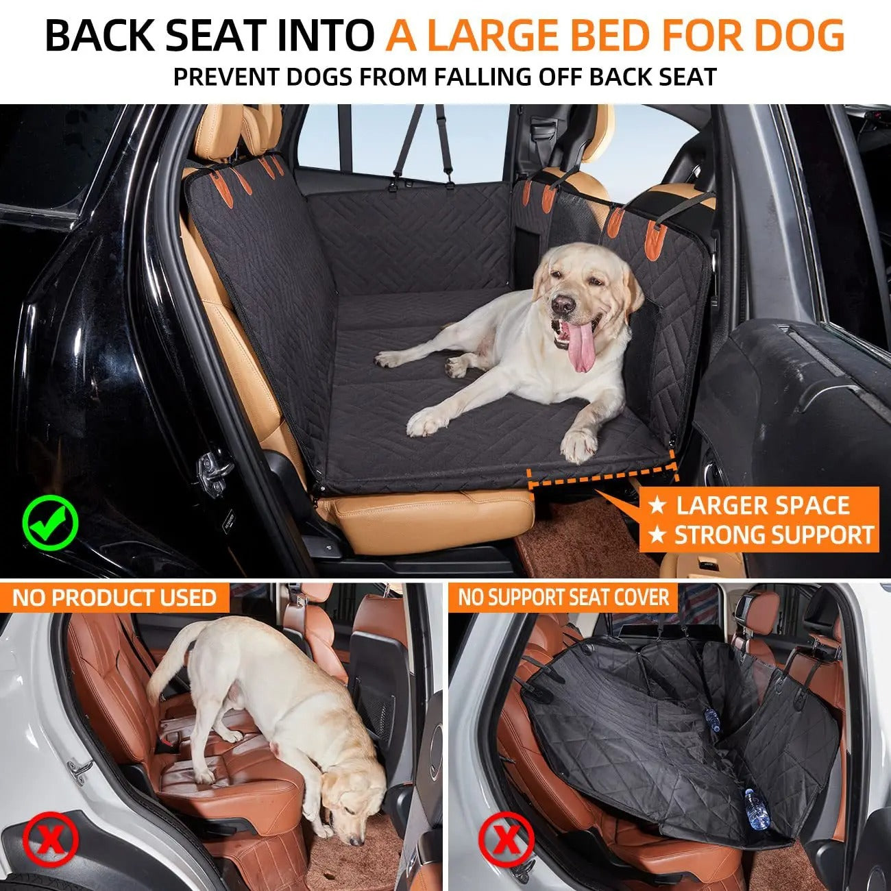 Back Seat Car Protector for Dogs – Waterproof and Comfortable Dog Seat Cover for Travel