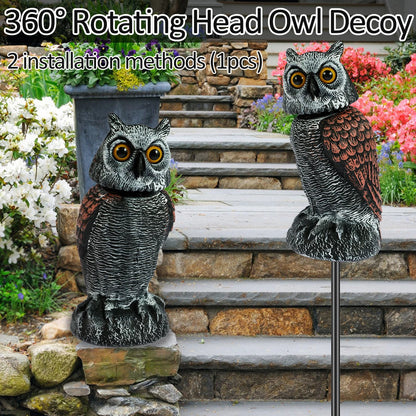 360° Swivel Head Owl Bird Scarer Realistic Owl Pigeon Bird Deterrent Repellent for Garden Best Pigeon Deterrent UK