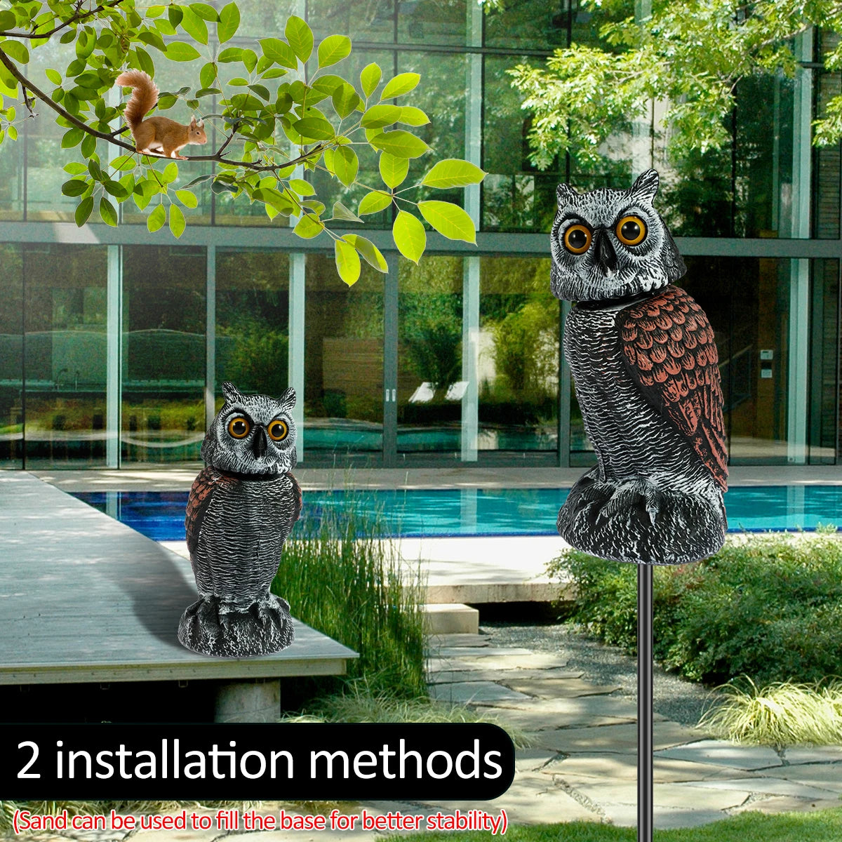 360° Swivel Head Owl Bird Scarer Realistic Owl Pigeon Bird Deterrent Repellent for Garden Best Pigeon Deterrent UK