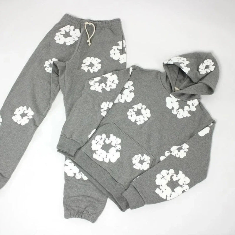 Unisex Tracksuit Set, Denim Material, Casual Sportswear, Comfortable Fit, Activewear for Everyday Use