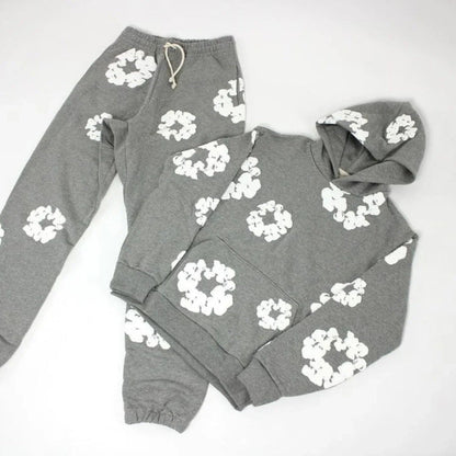 Unisex Tracksuit Set, Denim Material, Casual Sportswear, Comfortable Fit, Activewear for Everyday Use