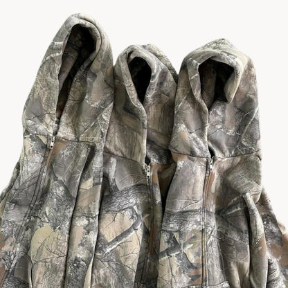 Drayven | Mens Camo Zip-Up Hoodie or Jumper with Camouflage Print – Urban Streetwear or Hunting Style Sweatshirt