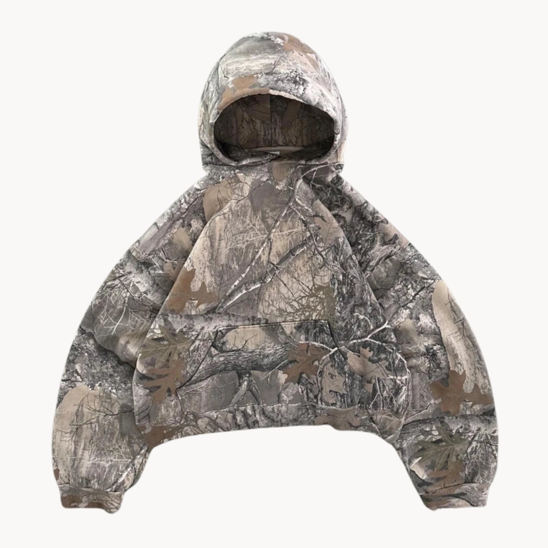 Drayven | Mens Camo Zip-Up Hoodie or Jumper with Camouflage Print – Urban Streetwear or Hunting Style Sweatshirt