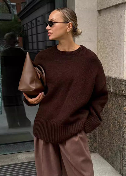 Knit Aura™ | Oversized Gray Knit Sweater | Soft Fabric, Cozy Fit & Casual Style