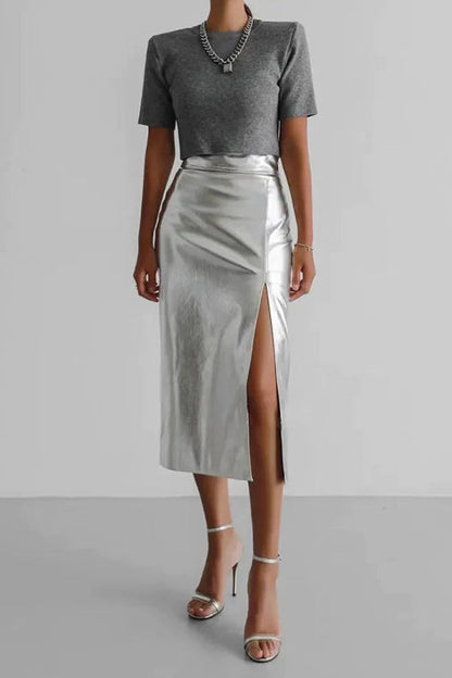 Leather Muse™ | Women's PU Leather Skirt | High-Waisted, A-Line Design & Trendy Style
