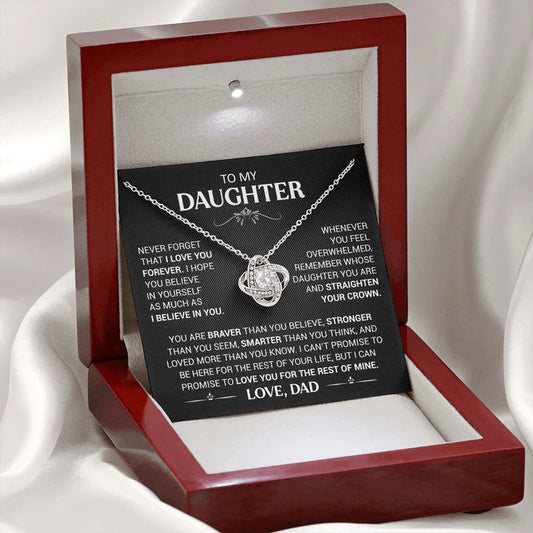 To My Daughter Necklace with Love Knot – Meaningful Father to Daughter Gift, Jewelry for Daughters