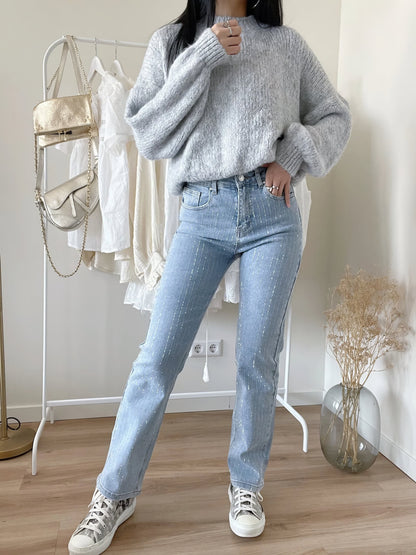 Denim Lira™ | Women's Straight-Leg Jeans | Regular Waist, Embellished Stripe Detail, Classic Fit
