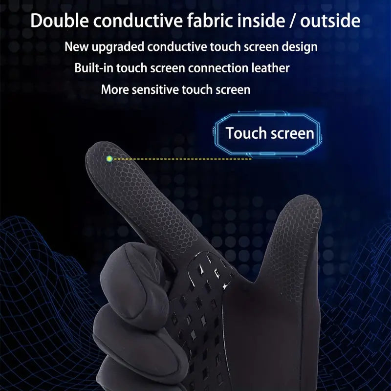 Thermal Waterproof Gloves – Neoprene Insulated Cycling Gloves for Cold Weather – Touchscreen & Windproof Design for Outdoor Sports