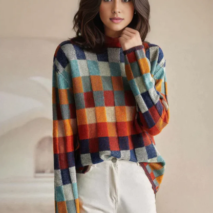 Couture Patchwork™ | Women's Turtleneck Sweater | Soft Knit, Unique Patchwork Design & Cozy Fit