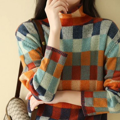 Couture Patchwork™ | Women's Turtleneck Sweater | Soft Knit, Unique Patchwork Design & Cozy Fit
