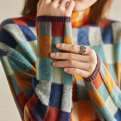 Couture Patchwork™ | Women's Turtleneck Sweater | Soft Knit, Unique Patchwork Design & Cozy Fit