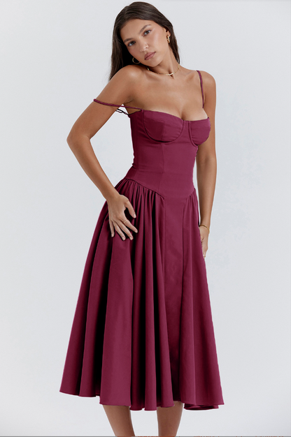 ChicAura™ | Women's Sleeveless Midi Dress | Corset Fit, Flattering Silhouette & Lightweight Fabric
