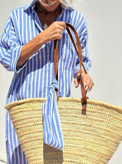 Stripe Luxe™ | Women's Classic Striped Shirt Dress | Breathable Cotton, Relaxed Fit & Stylish Design