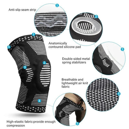 Compression Knee Sleeves with Support – Adjustable Knee Brace for Skiing, Sports & Daily Comfort