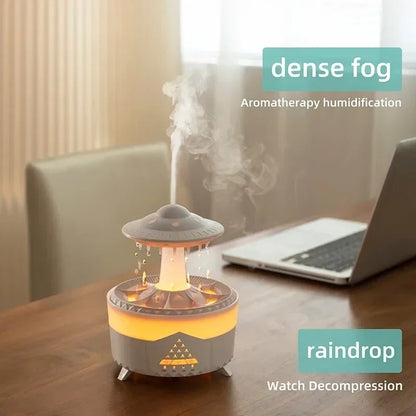 Mushroom Humidifier with Raining Cloud Lamp Aromatherapy - Colorful Raindrop Light Essential Oil Diffuser