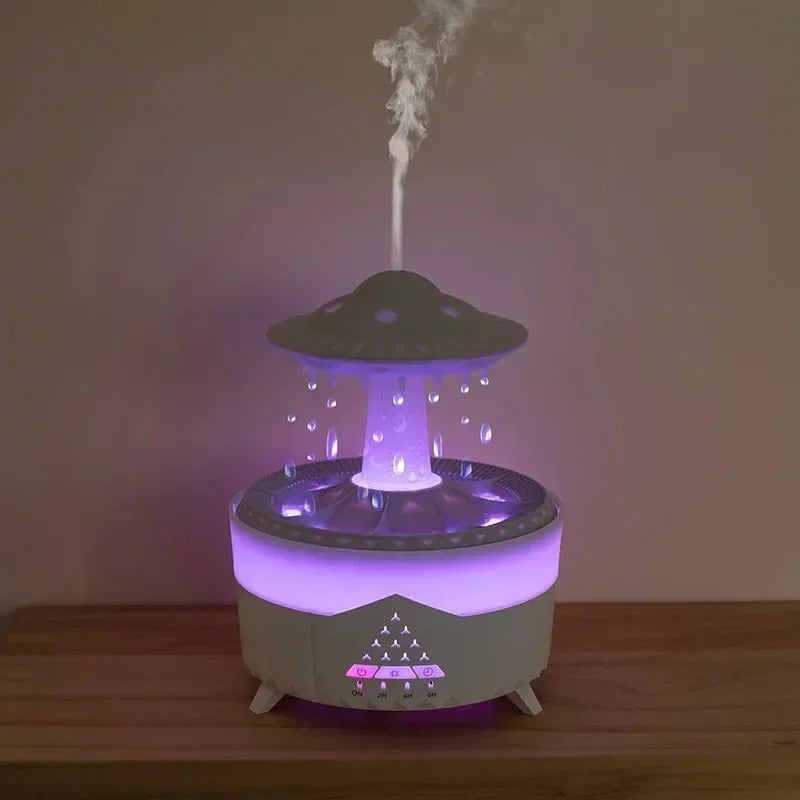 Mushroom Humidifier with Raining Cloud Lamp Aromatherapy - Colorful Raindrop Light Essential Oil Diffuser