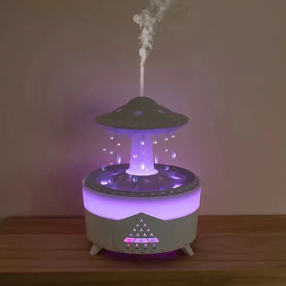 Mushroom Humidifier with Raining Cloud Lamp Aromatherapy - Colorful Raindrop Light Essential Oil Diffuser