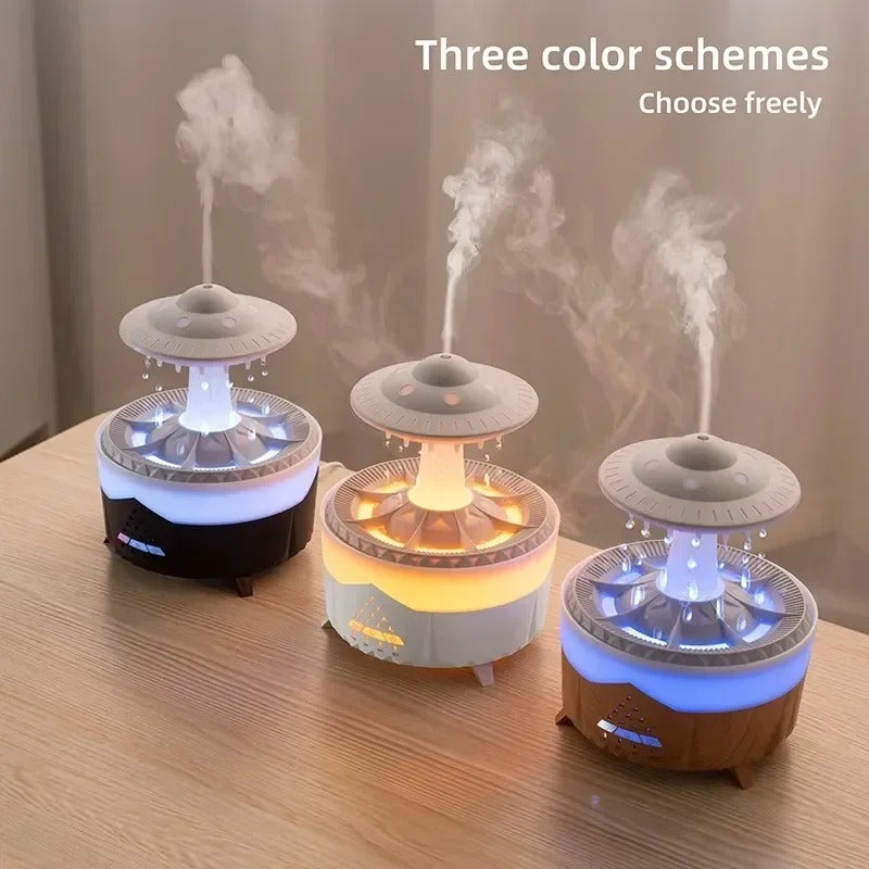 Mushroom Humidifier with Raining Cloud Lamp Aromatherapy - Colorful Raindrop Light Essential Oil Diffuser